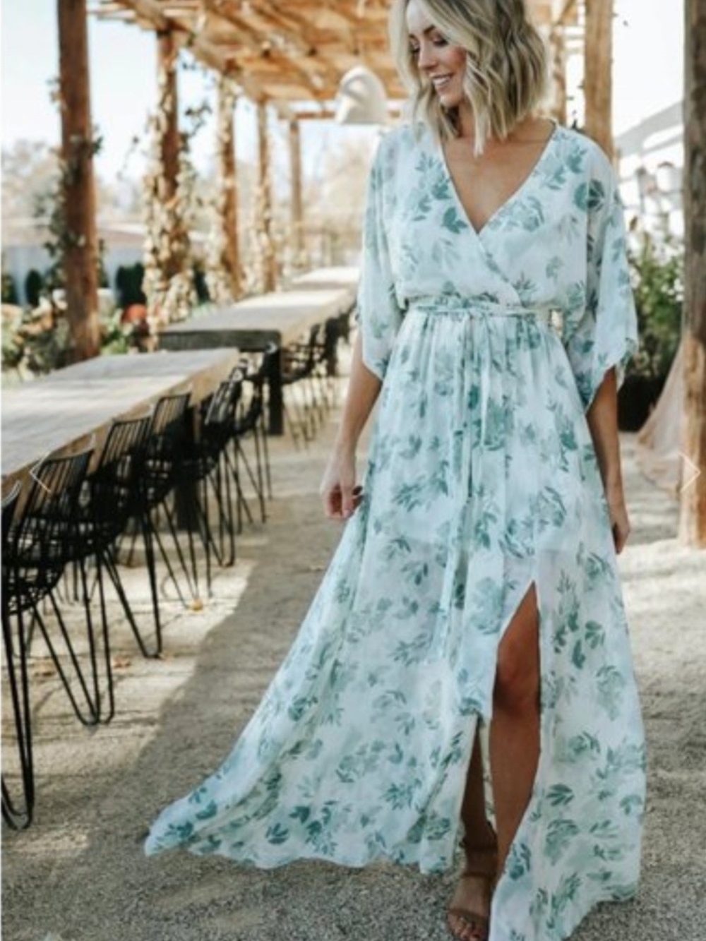 Baltic Born Mint Floral Wrap Maxi Dress